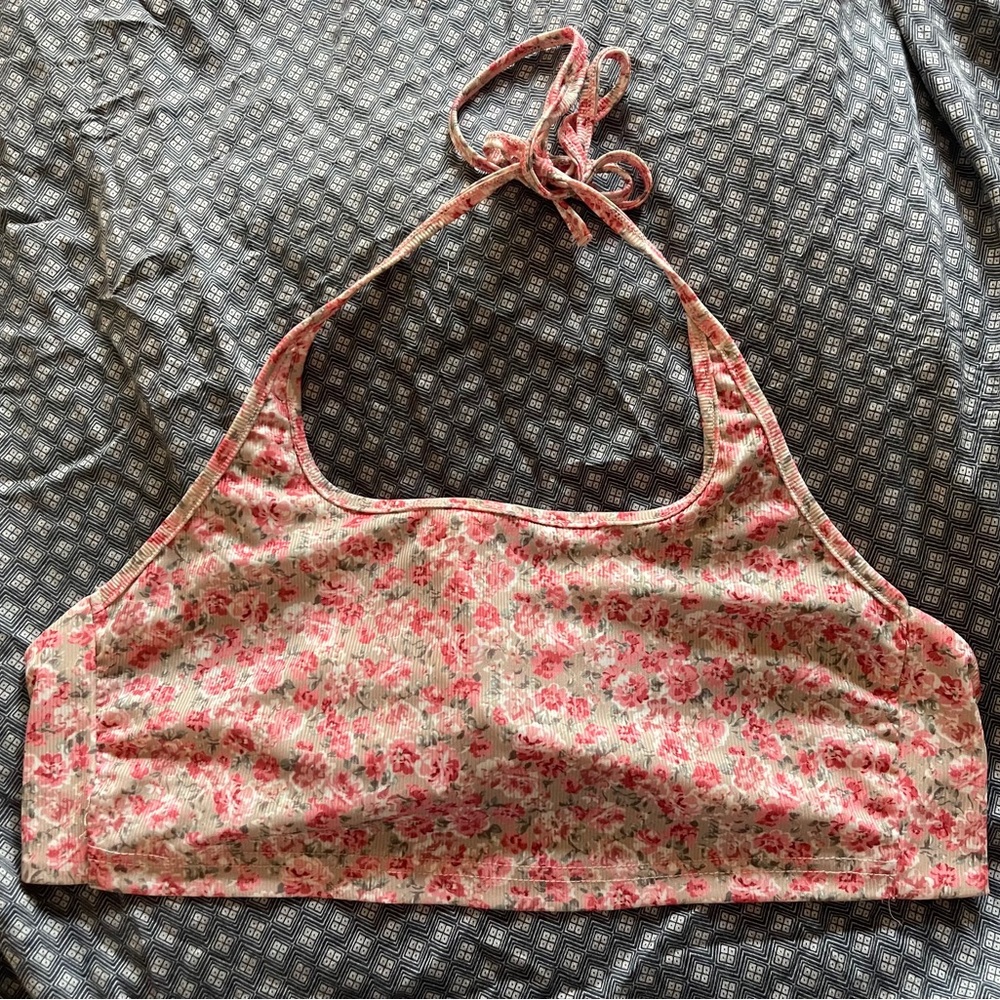 Floral Halter Crop Top in Pink